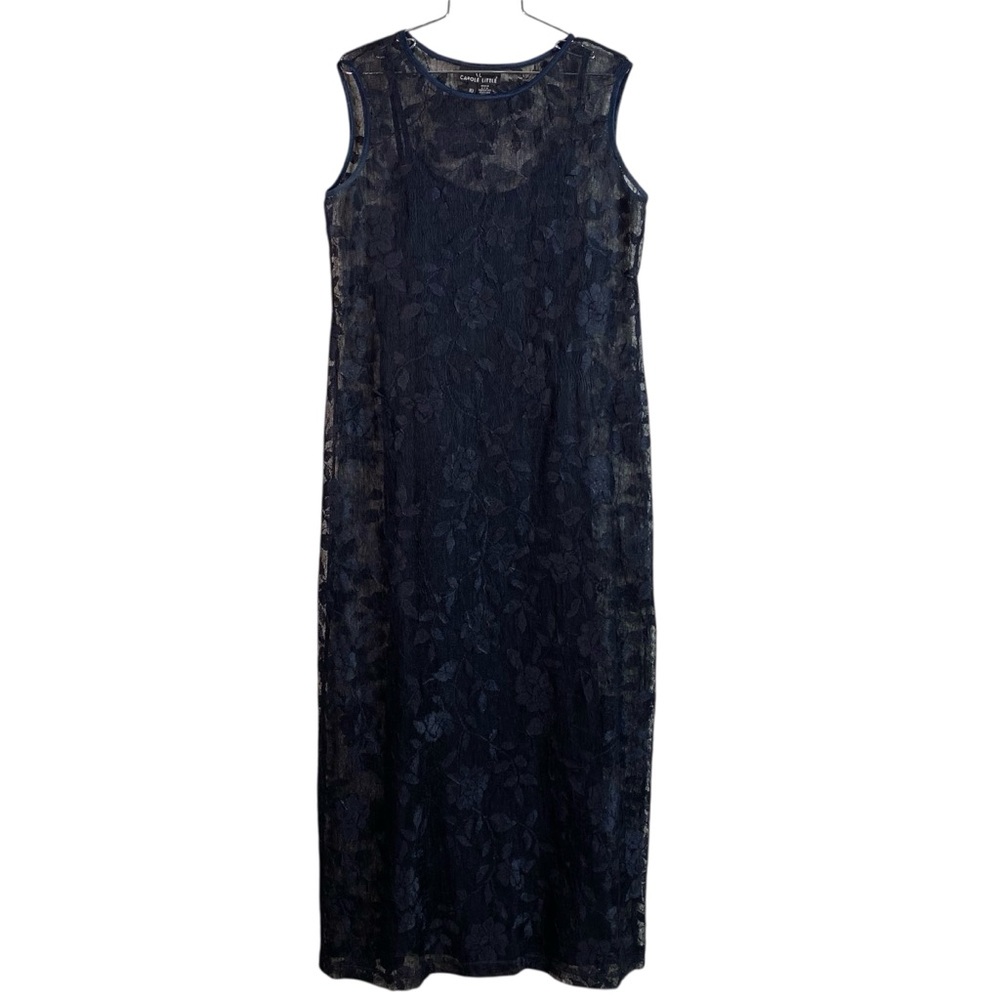 Vintage Blue Lace Maxi Dress 90s